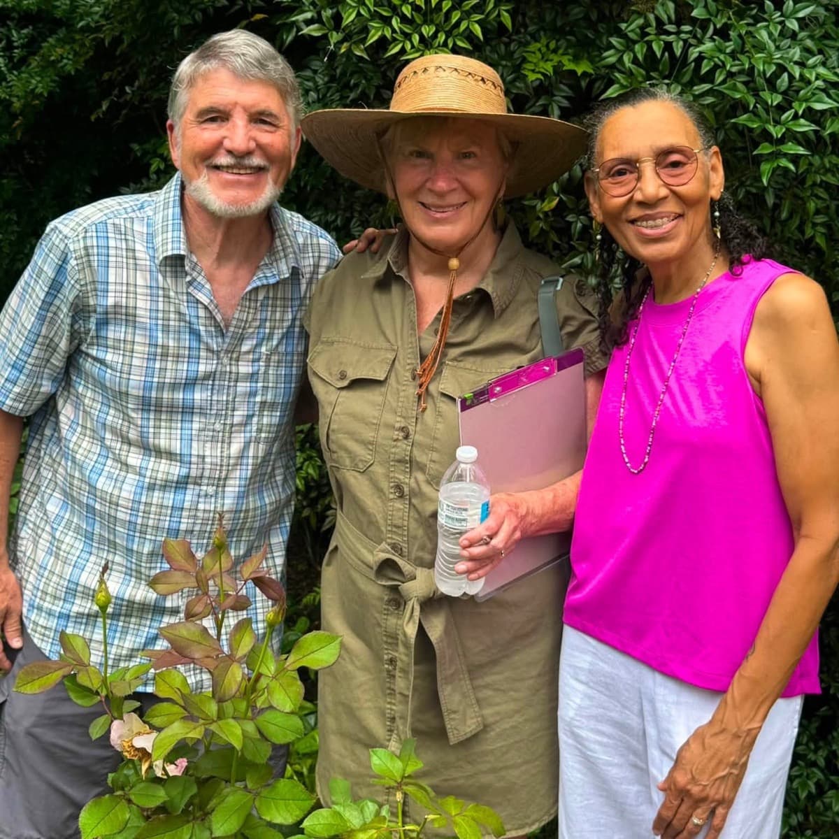 Birmingham Rose Society members smiling together at a garden event